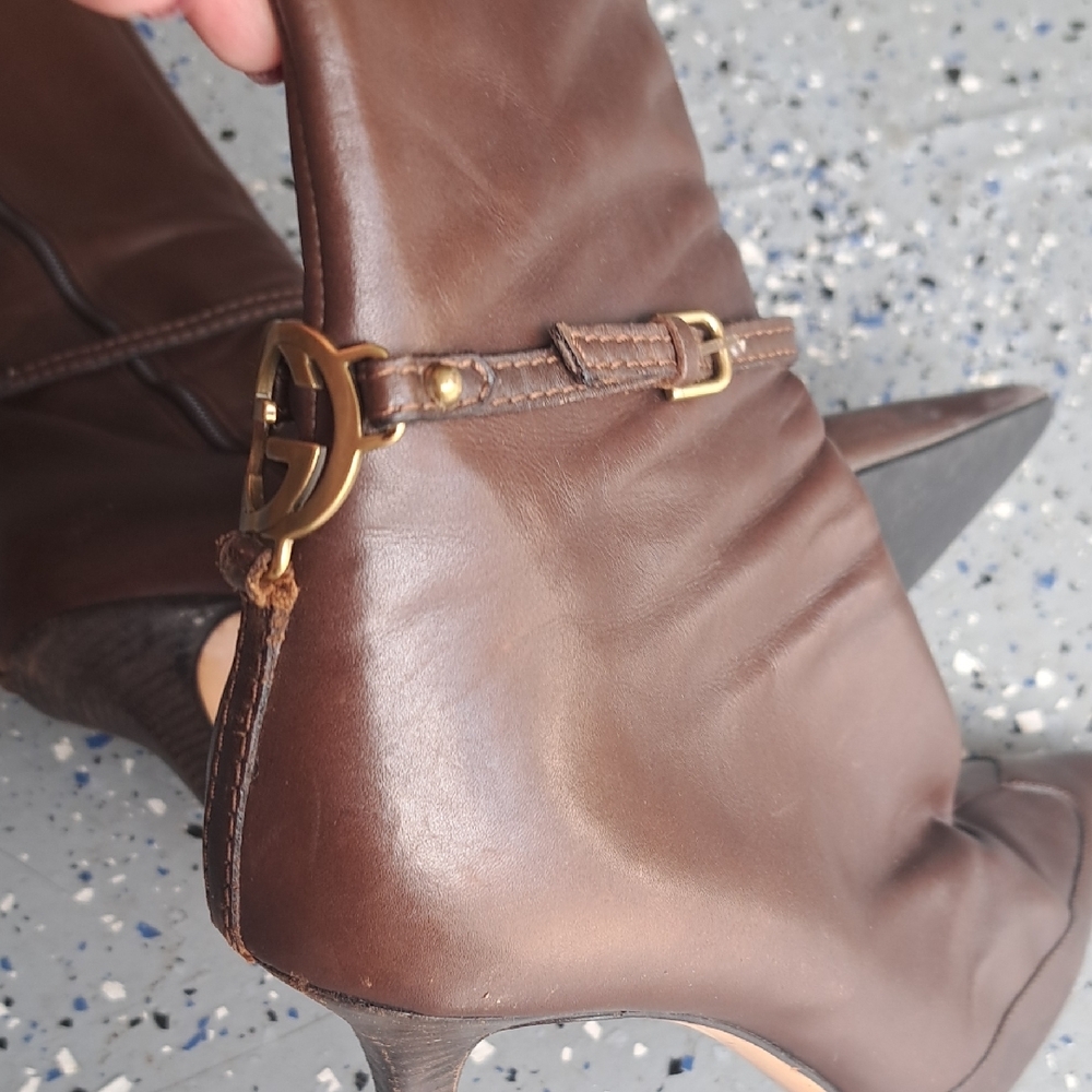 Brown Leather Knee-High Boots - Picture 5 of 7